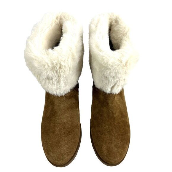 Koolaburra By Ugg Elladine Boot 11 Brown Suede Leather Ankle Bootie Wedge Womens - Picture 2 of 11